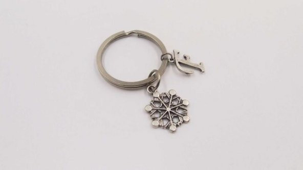 Sanat Taciri- Gümüş Renkte F Harfli Kar tanesi Anahtarlık - Metal Anahtarlık ürün görseli