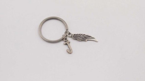 Sanat Taciri- Gümüş Renkte J Harfli Kuş Kanadı Anahtarlık - Metal Anahtarlık ürün görseli