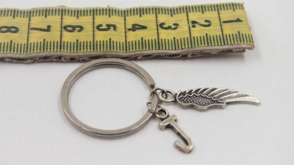 Sanat Taciri- Gümüş Renkte J Harfli Kuş Kanadı Anahtarlık - Metal Anahtarlık - Resim 2