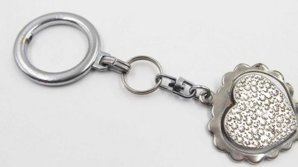 Sanat Taciri  Antika Koleksiyonluk Ortası Boş Kalpli Metal Anahtarlık - 2