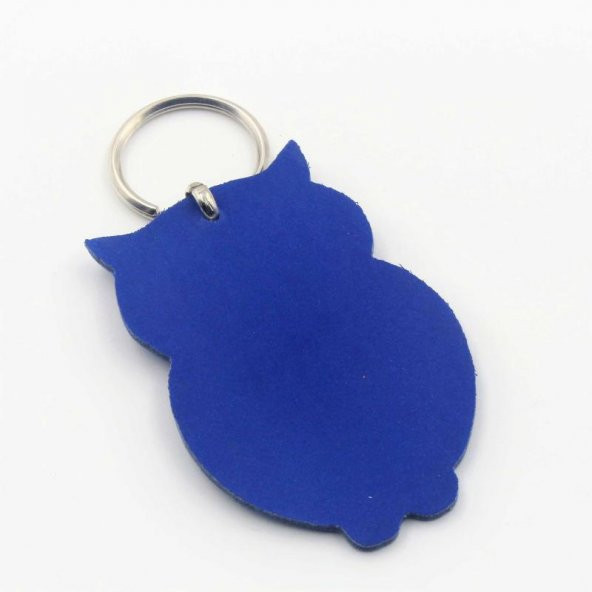 sk - MAVİ BAYKUŞ Nazar Boncuklu Deri SIFIR Anahtarlık  Hediye Paketinde Gönderilecektir - Resim 2