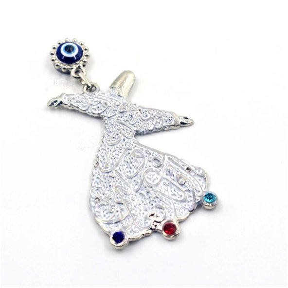 sk - Beyaz Renkli Nazar Boncuklu SEMAZEN Metal Magnet ürün görseli