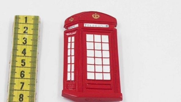 Sanat Taciri - Telefon Kulubesi Kırmızı Porselen Magnet Telephone - Resim 2