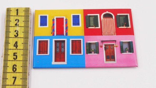 Sanat Taciri - Şirin Rengerenk Boyalı Ev Temalı Magnet - 2
