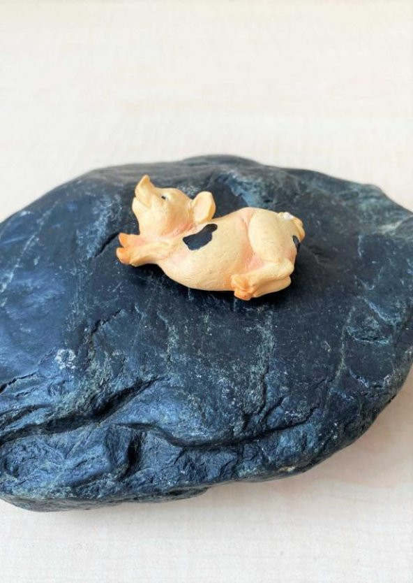 Sanat Taciri - Seramik Siyah Lekeli Domuz Magnet Koleksiyonluk - Resim 2