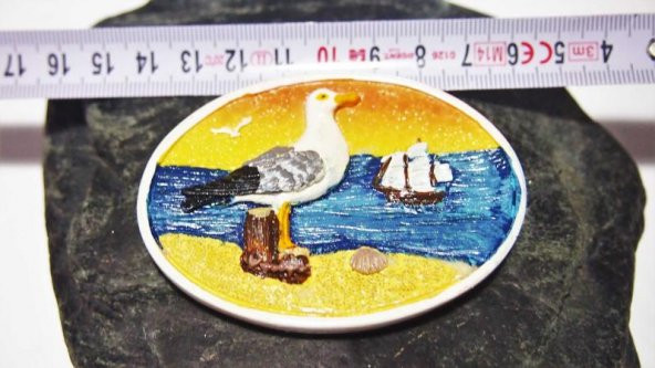 Sanat Taciri - Seramik Martı Deniz Yelkenli Adalar Magnet Koleksiyonluk ürün görseli