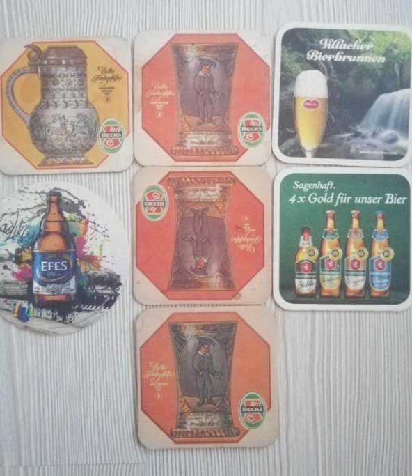 8 Adet Vintage Bardak Altlığı Karton Bardak Altlığı