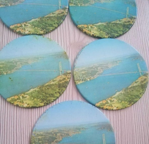 5 Adet Vintage Bardak Altlığı - Mantar Bardak Altlığı