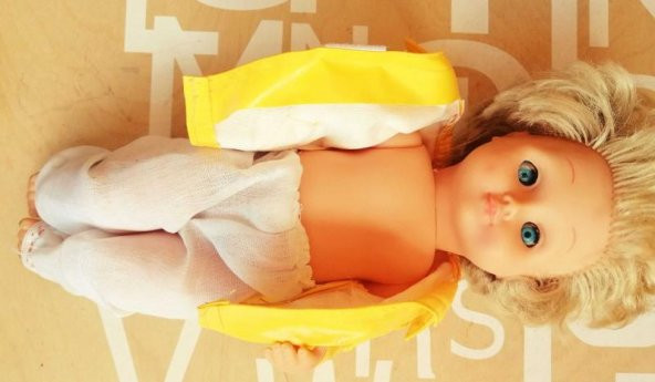 VİNTAGE PLASTİK BEBEK SARIŞIN ETLİ BEBEK - Resim 3