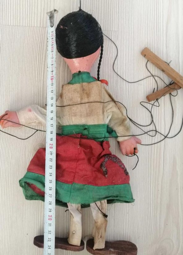 EL YAPIMI DAMGALI ANTİKA KUKLA AHŞAP KUKLA - Resim 4