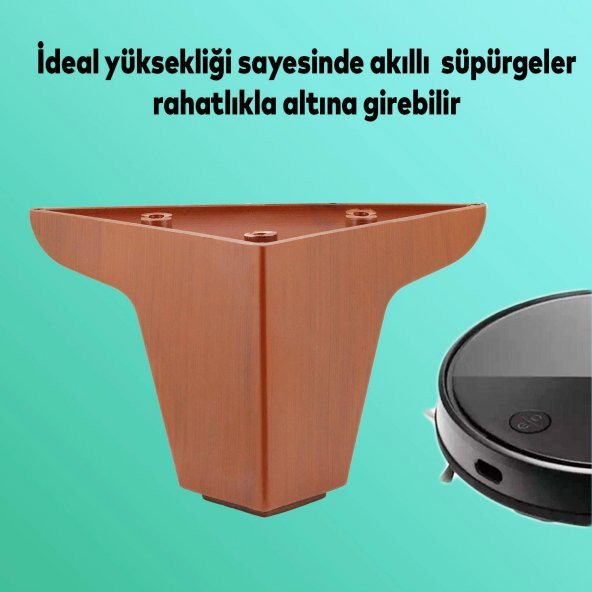 Lüks Mobilya Kanepe Sehpa TV Ünitesi Koltuk Ayağı 10 cm Kahverengi Baza Ayak - 2