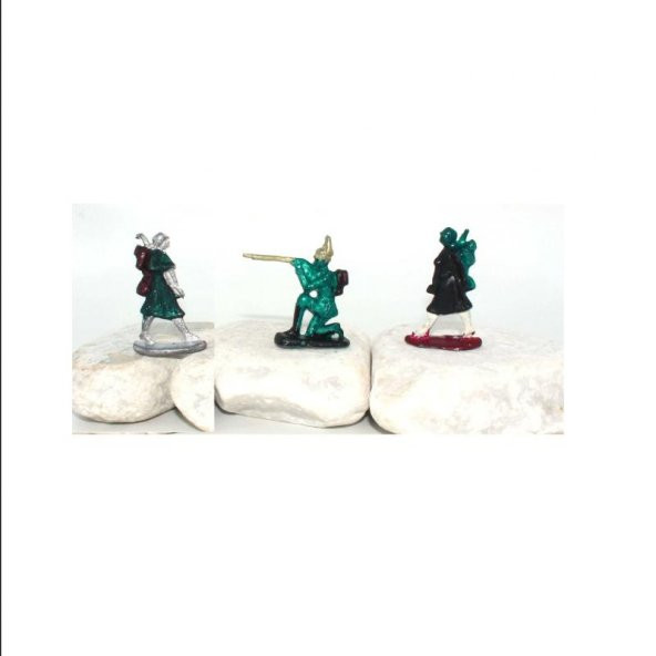 3 Adet Antika Kurşun Asker  El Boyama Atlı ve Silahlı Kurşun Asker Lotu  Lot No 5 ürün görseli