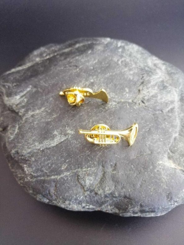 1 Adet Trompet Rozet Yaka İğnesi Aksesuar Çanta Süsü - 3