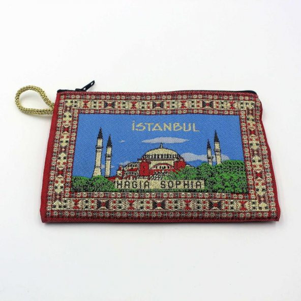 Aya Sofya İstanbul Mavi Renkli Halı Desenli El Çantası - Resim 2