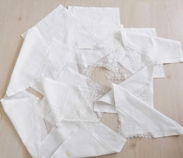 VİNTAGE 28X28CM 13 ADET PEÇETELİK MUTFAK ÖRTÜSÜ DANTELLİ ÖRTÜ ürün görseli