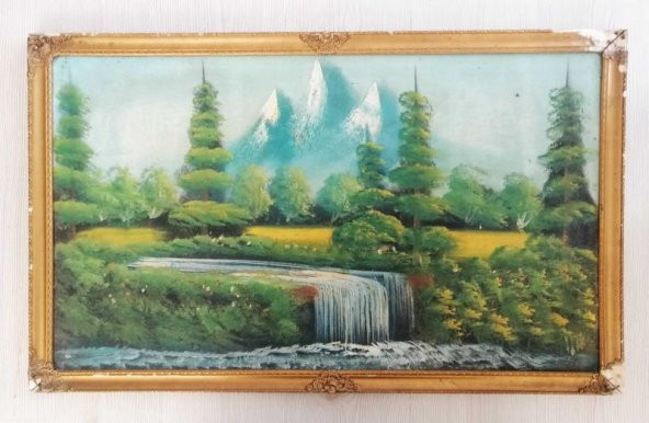 ESKİLERDEN DAĞ EVİ GÖL EVİ YAĞLI BOYA TABLO 5 - 2