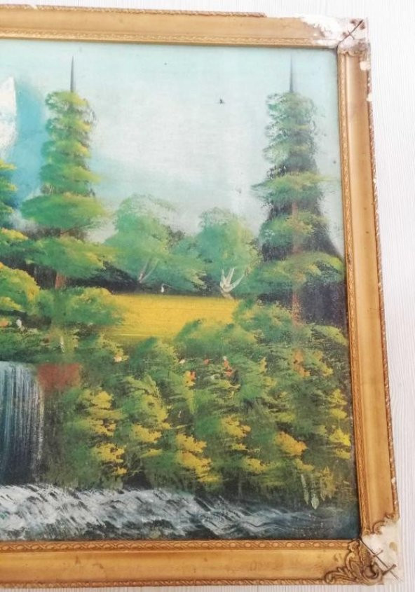 ESKİLERDEN DAĞ EVİ GÖL EVİ YAĞLI BOYA TABLO 5 - 4