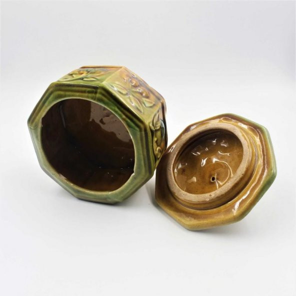 Eskilerden El İşi Seramik Kapaklı Kutu  Şekerlik - Farklı Renkler - Resim 2