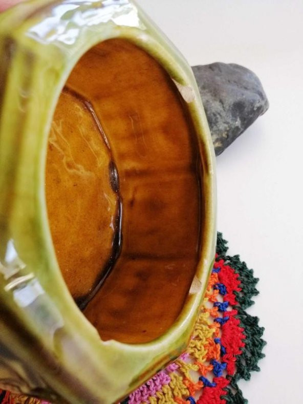 Eskilerden El İşi Seramik Kapaklı Kutu  Şekerlik - Farklı Renkler - Resim 4