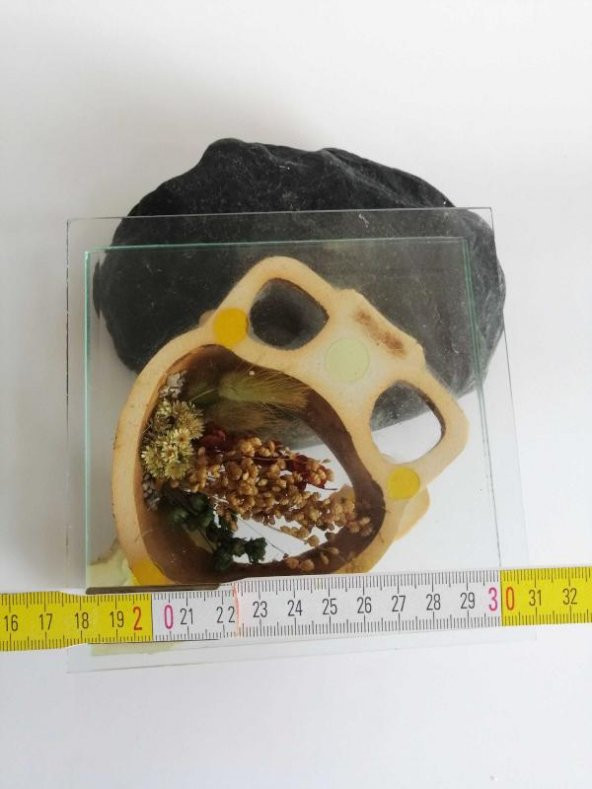 El Yapımı Balık Toprak Testi Temalı Cam Biblo - Resim 3