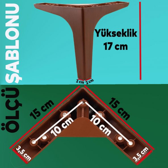 Lüks Mobilya Kanepe Sehpa TV Ünitesi Koltuk Ayağı 17 cm Kahverengi Baza Ayak - Resim 4