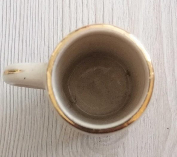 VİNTAGE 1 ADET EL BOYAMA PORSELEN SHOT BARDAĞI TANKART NO 423 - 3