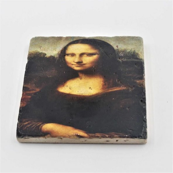 Mona Lisa Resimli Taş Bardak Altlığı - Mona Lisa Bardak Altı