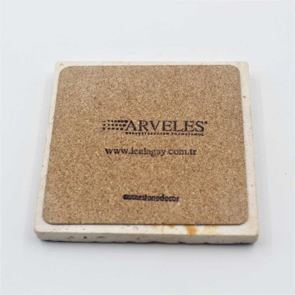 Mona Lisa Resimli Taş Bardak Altlığı - Mona Lisa Bardak Altı - 2