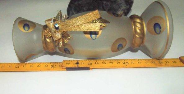 Buzlu Cam Vazo - Nazar Boncuklu Boyalı Kurdeleli Vazo - 4