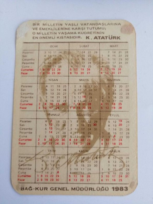1983 Yılına Ait Türkiye Cumhuriyeti Bağ-Kur Genel Müdürlüğü