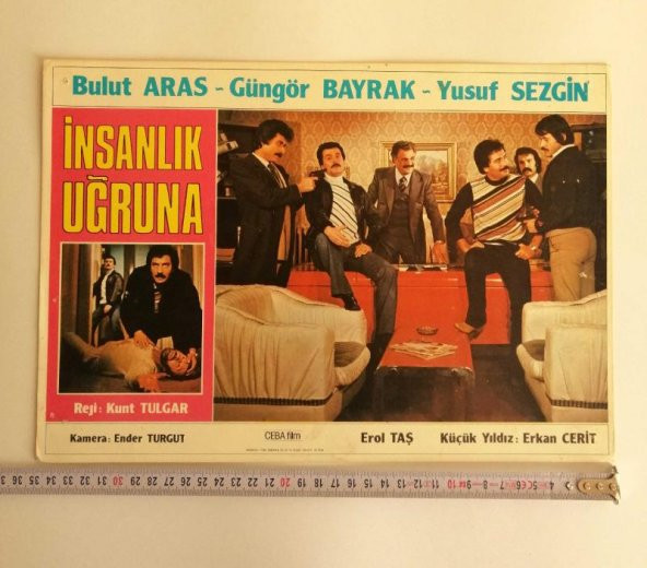 BÜYÜK BOY YEŞİLÇAM FİLM KARTPOSTALI İNSANLIK UĞRUNA BULUT ARAS EROL TAŞ