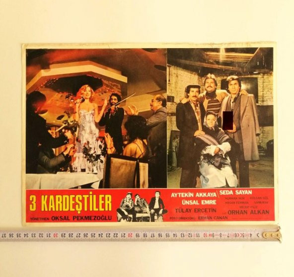 BÜYÜK BOY YEŞİLÇAM FİLM KARTPOSTALI 3 KARDEŞTİLER SEDA SAYAN