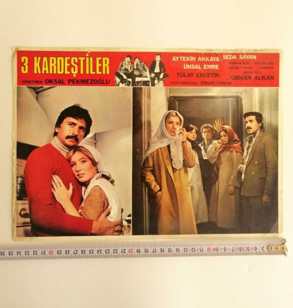 BÜYÜK BOY YEŞİLÇAM FİLM KARTPOSTALI 3 KARDEŞTİLER AYTEKİN AKKAYA - 1