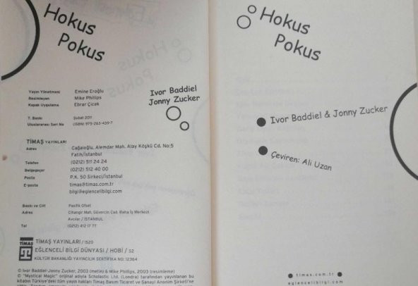 1 ADET 2. EL KİTAP HOKUS POKUS - 3