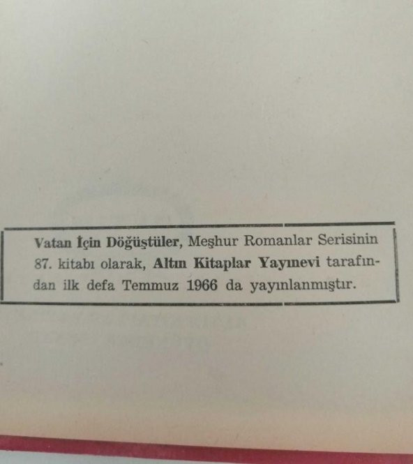 1 ADET 2. EL KİTAP VATAN İÇİN DÖĞÜŞTÜLER - 3