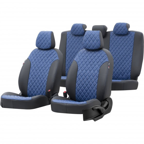 Otom Hyundai Accent Era 2006-2012 Özel Üretim Koltuk Kılıfı Madrid Design Deri Mavi - Siyah