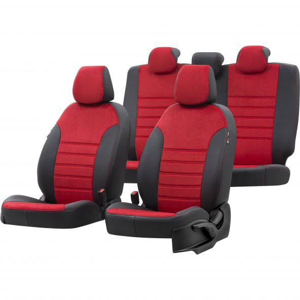 Otom Skoda Citigo 2011-2016 Özel Üretim Koltuk Kılıfı London Design Kırmızı - Siyah