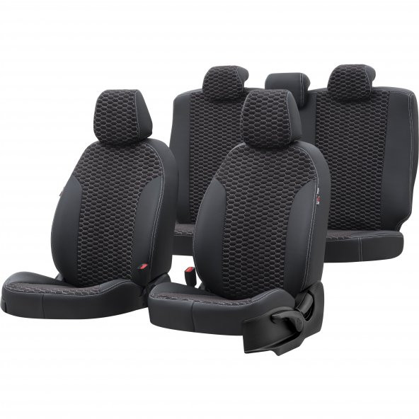 Otom Volkswagen Transporter T-5 2004-2015 5+1 (6 Kişi) Özel Üretim Koltuk Kılıfı Tokyo Design Tay Tüyü Siyah - Beyaz