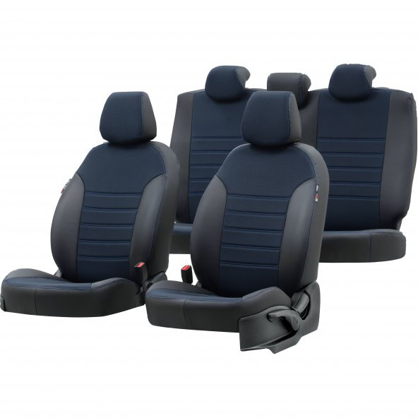 Otom Renault Master 1+1 (2 Kişi) 2011-2019 Özel Üretim Koltuk Kılıfı Paris Design Mavi - Siyah