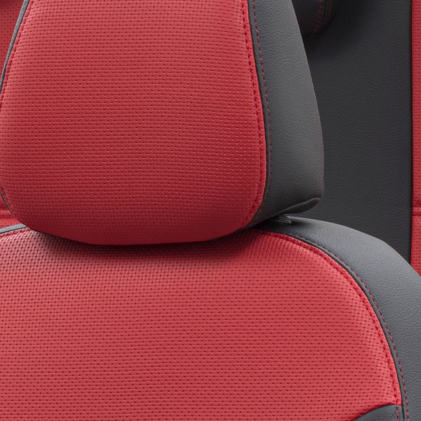 Otom Peugeot 308 2013-Sonrası Özel Üretim Koltuk Kılıfı New York Design Kırmızı - Siyah - Resim 3