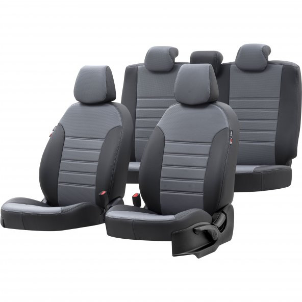 Otom Seat Ibiza 2003-2008 Özel Üretim Koltuk Kılıfı New York Design Füme - Siyah