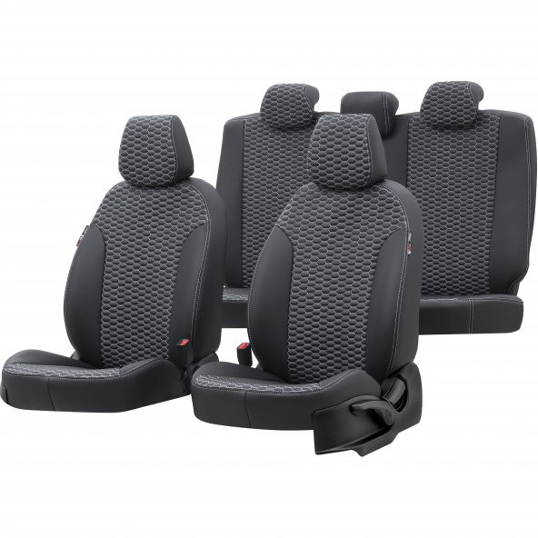 Otom Nissan Qashqai+2 (5 Kişi) 2007-2014 Özel Üretim Koltuk Kılıfı Tokyo Design Deri Siyah - Beyaz