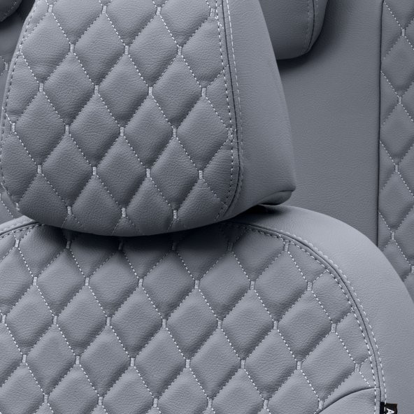 Otom V.w. Polo 2002-2009 Özel Üretim Koltuk Kılıfı Madrid Design Deri Füme - Resim 2