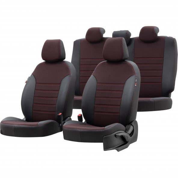 Otom Dacia Logan 2004-2012 6+1 (7 Kişi) Özel Üretim Koltuk Kılıfı Paris Design Kırmızı - Siyah