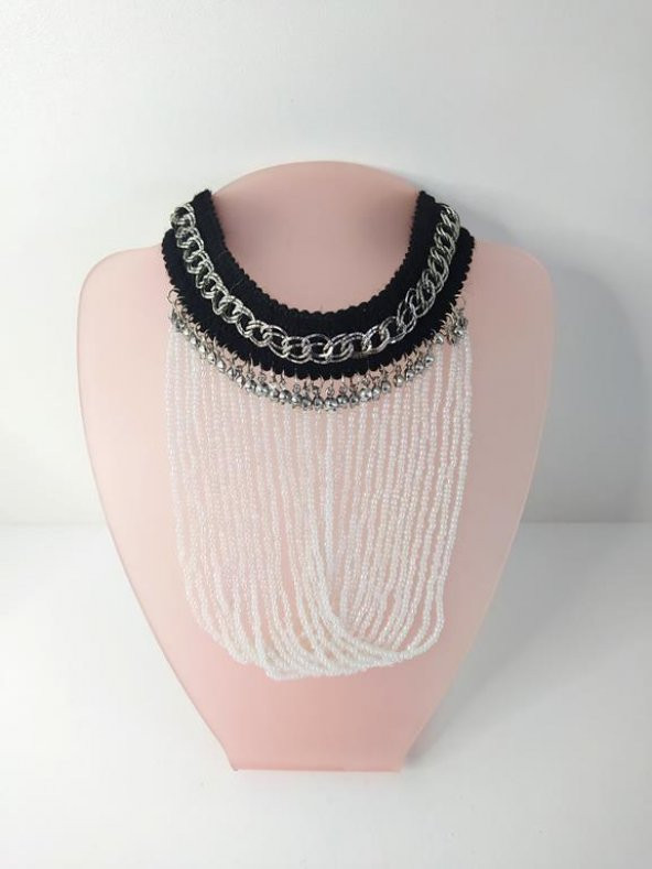 Kolye Gerdanlık Kadın Choker Bohem Kolyeler El Yapımı Uzun Püskül Boncuklar Bayan Kolye Takı Tasma - 3