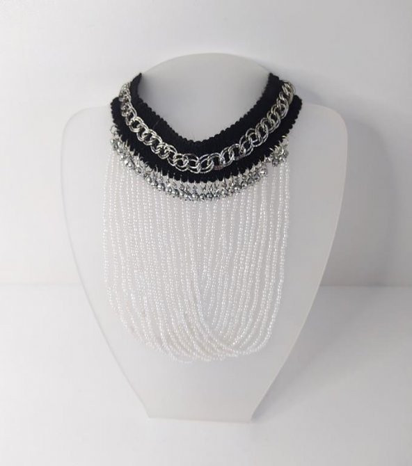 Kolye Gerdanlık Kadın Choker Bohem Kolyeler El Yapımı Uzun Püskül Boncuklar Bayan Kolye Takı Tasma - 4