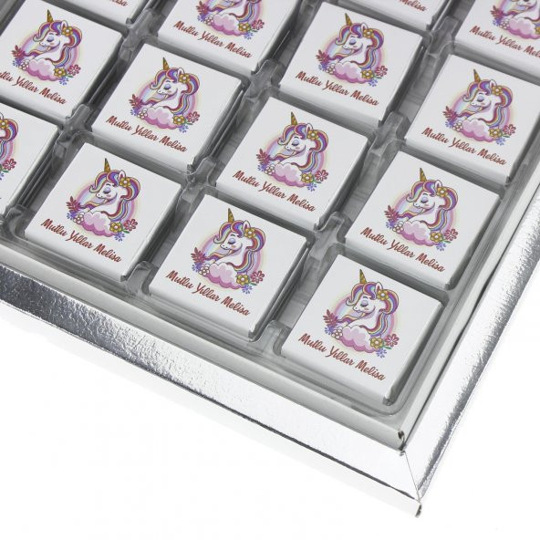 48 Adet Etiketli Unicorn Madlen Çikolata Bebek - 3