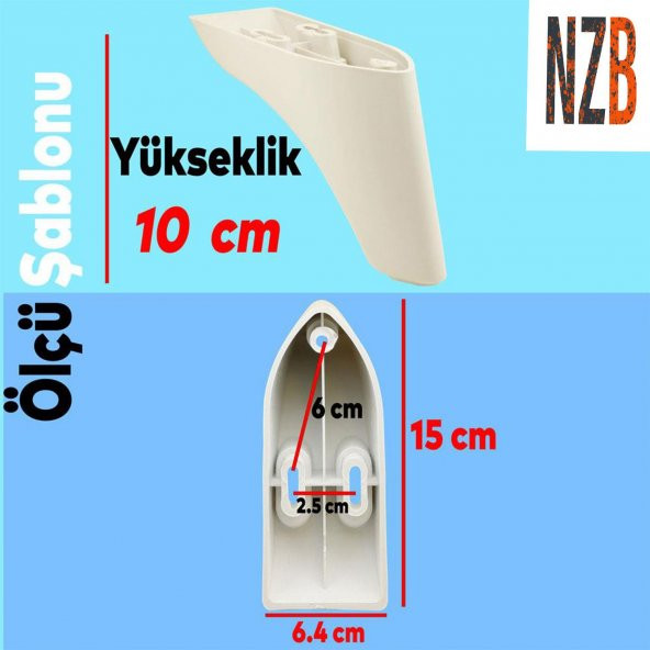 Lüks Mobilya Kanepe Sehpa TV Ünitesi Koltuk Ayağı 10 cm Krem Baza Ayak - Resim 2