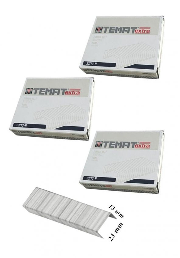 23/13 Zımba Teli Çelik Zımba Teli 1000 li 3 Paket 100 Sayfa Zımbalama Kapasitesi 23-13 Halı Zımba Teli - 2