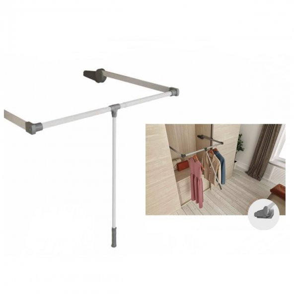 Hands Lift GarDolap Elbise Askı Asansörü Gri